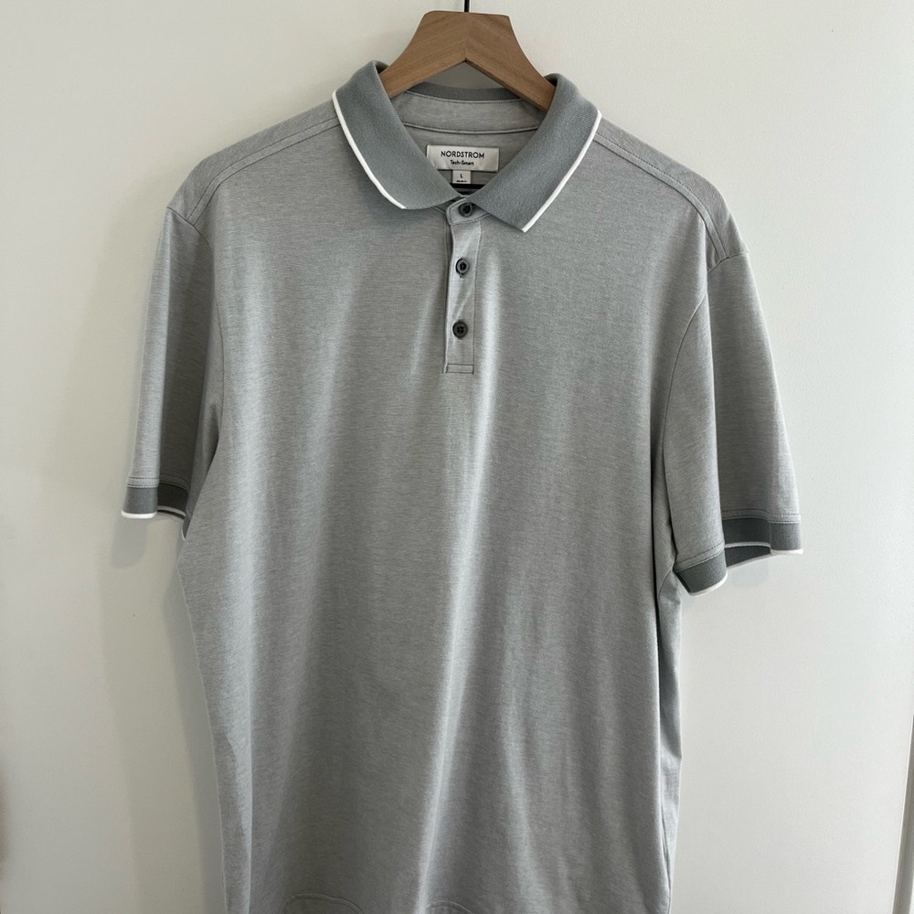Nordstrom Gray Polo Shirt with White Trim